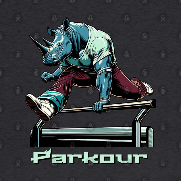 Dynamic Rhino Parkour Digital Art - Wildlife Parkour by TimeWarpWildlife